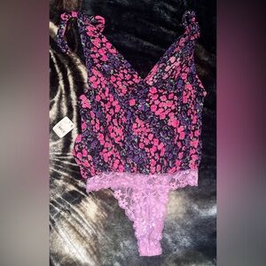 NWT FP Intimately Pretty Combo Floral Lace Bodysuit Springtime Coquette